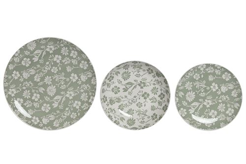 PC-215205 SERVIÇO LOIÇA SET 18 PORCELANA 27X27X2 FLORAL VERDE