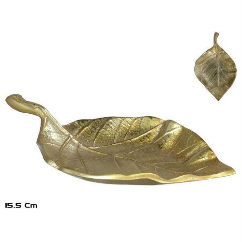375533 BANDEJA DECORATIVA FOLHA 15,5X9,5CM OURO