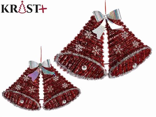 81767 SINOS NATALICIOS C/LED VERM/PRATA