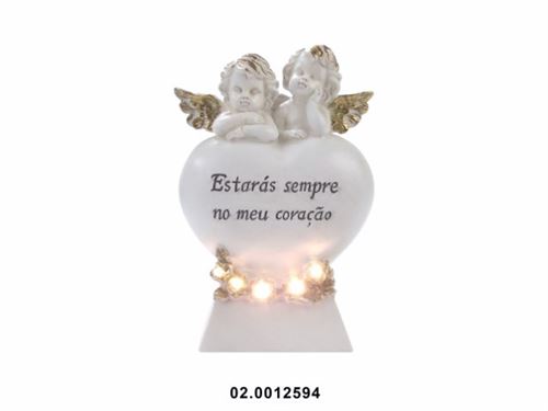 MARFINITE -ANJO C/DIZERES COR BRANCO OURO 16X9X22CM