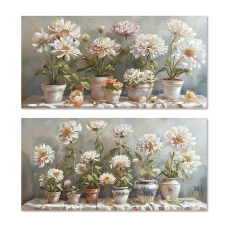 CU-218609 QUADRO TECIDO TELA MDF 120X3X60 VASOS 2 MOD.