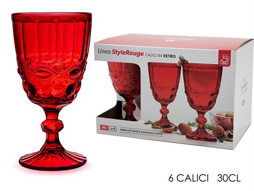 616711 COPO VIDRO VERMELHO 30CL SET6
