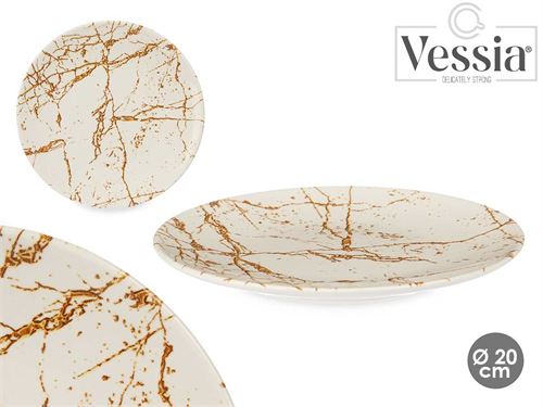 93302 PRATO SOBREMESA PORCELANA 20CM DOURADO