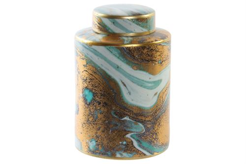 JR-190233 POTE CERAMICA 13X13X21 TAMPA AZUL