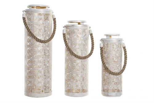 PV-192604 PORTA-VELA SET 3 METAL CORDA 24X24X66 ENVELHECIDO