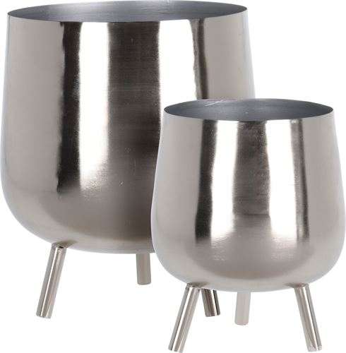 VASO METAL PRATA SET2 20X24CM