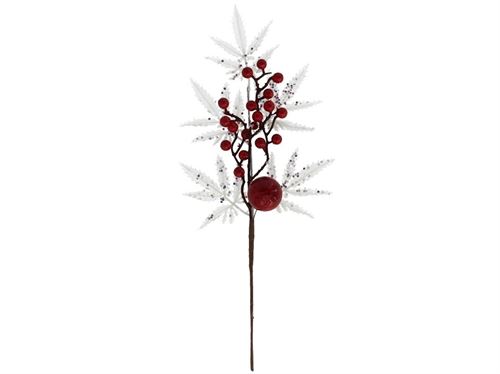 70414 HASTE BAGAS VERMELHAS E FOLHAS BRANCAS 40CM