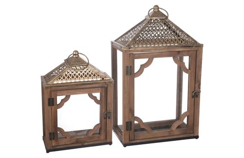 70029 CONJUNTO 2 LANTERNAS RETANGULARES 28X16X52CM