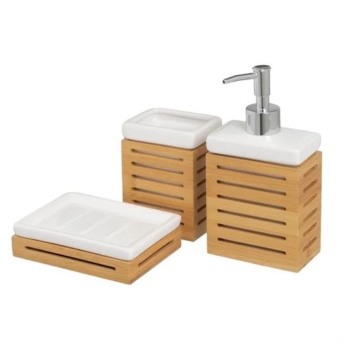 805198 CONJUNTO BANHO 3 PEÇAS CERÂMICA-BAMBÚ