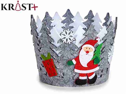 96610 CESTO REDONDO DEC NATAL CINZA 13X12CM