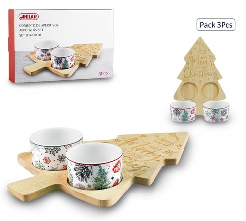 CBK1775 TABUA APERITIVOS 3PÇS NATAL
