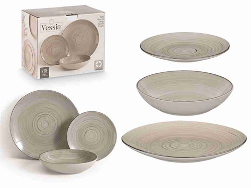 10578 SERVIÇO DE MESA 18 PEÇAS ESPIRAL CINZENT