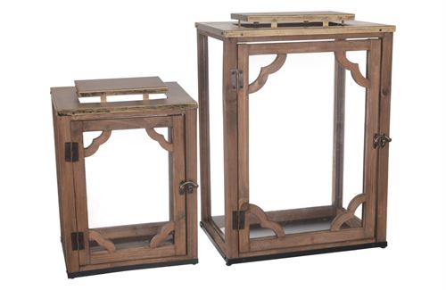 70027 CONJUNTO DE 2 LANTERNAS QUADRADAS 22,5X15X32,5cm / 30x20x42,5cm