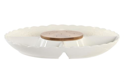 BANDEJA PORCELANA BAMBU 25,5X25,5X3 BRANCO