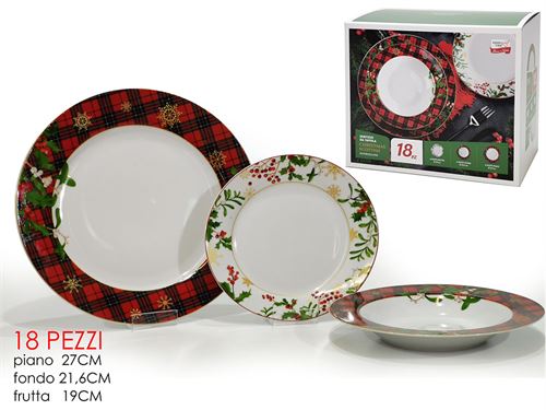 SERVIÇO PRATOS CERAMICA NATAL 18PÇS CHRISTMAS