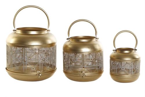 PV-192605 PORTA-VELA SET 3 METAL 24X24X25 DOURADO