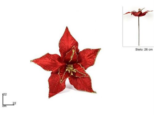 95203 FLOR VERMELHA/DOURADA NATAL 40CM