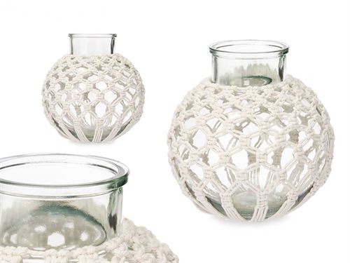 75095 JARRA VIDRO COM MACRAME 25 x 25 x 26,5 cm.