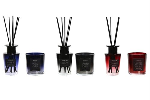 DA-213127 AMBIENTADOR MIKADO SET2 VIDRO 15X8X12CM 100ML 3 MOD