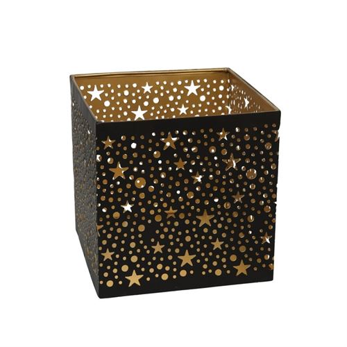 69903 CASTIÇAL PRETO/DOURADO 13X13X12,5CM