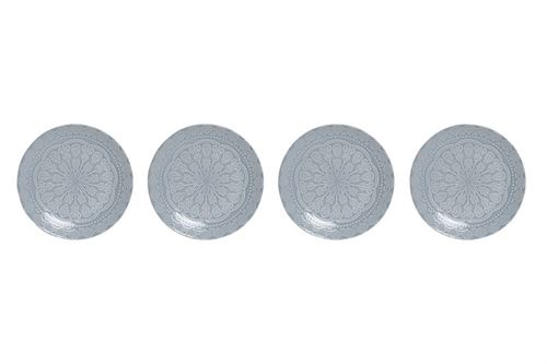 PC-215191 PRATO SET 4 CERÂMICA 27X27X2 MANDALA ESMALTADO