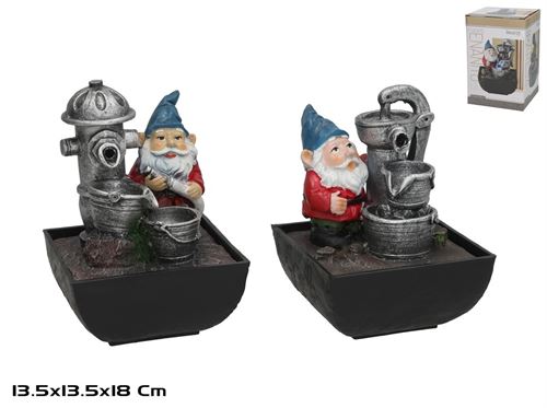 556475 FONTE ANÃO FELIZ COM LED FRIO 13,5X13,5X18CM