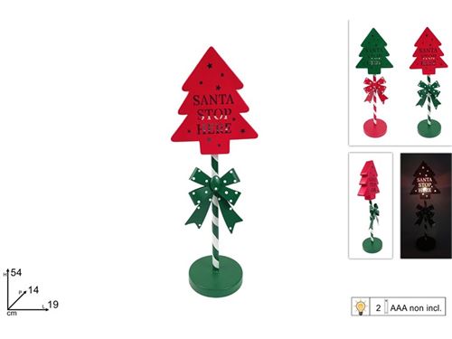 376981 ARVORE NATAL MDF COM LUZ MTL 54CM