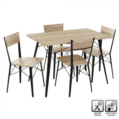 CONJ.MESA C/4 CADEIRAS MDF METAL