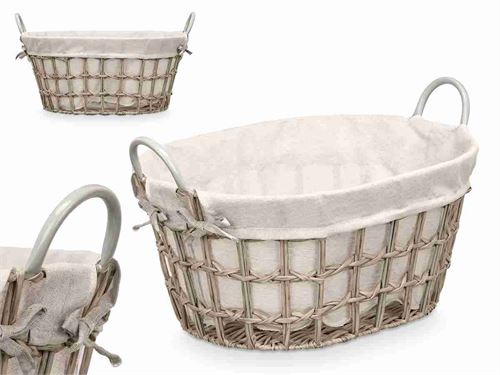 94572 CESTO CORDA OVAL CINZA COM ASA PL 53CM