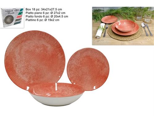 616765 SERVIÇO PRATOS CERAMICA 18 PÇS ROSA