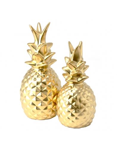 734026 ANANÁS DOURADO CERÂMICA 16X34CM