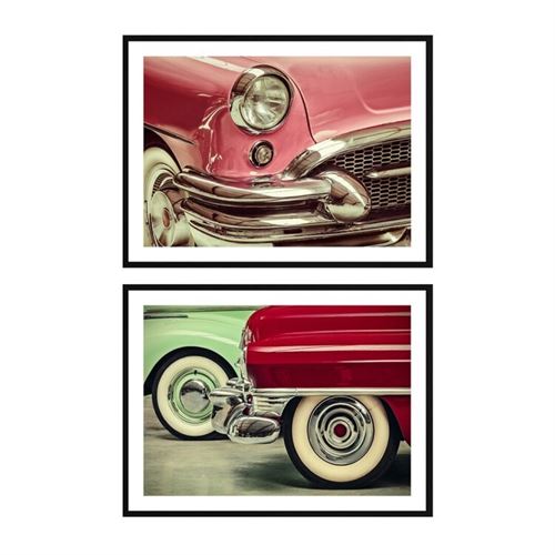 369884 QUADRO EM MOLDURA CARROS VINTAGE 2MOD 45X60X2CM
