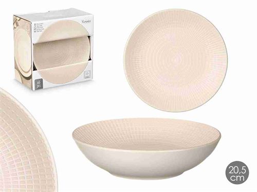 10040 PRATO CERAMICA GRAVADO BEJE SOPA 20,5CM