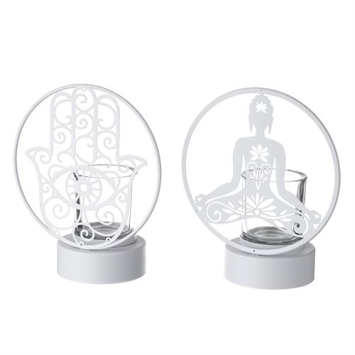 802945 CASTIÇAL METAL BUDA BRANCO 18X10X22CM 2MOD