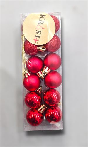 BOLA NATAL VERMELHA PVC SET12 3CM